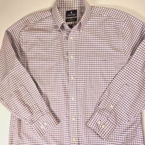 Stafford Travel Mens Button Down Shirt Wrinkle Free OXFORD 16 (32-33) PurplCheck